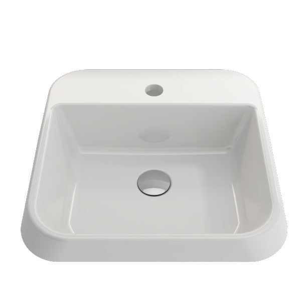 BOCCHI Firenze 19" White 1-Hole  Vessel Fireclay Bathroom Sink