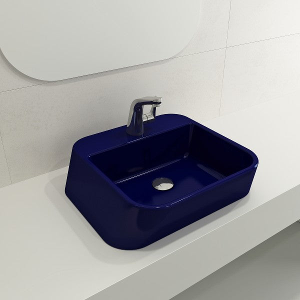 BOCCHI Firenze 19" Sapphire Blue 1-Hole  Vessel Fireclay Bathroom Sink
