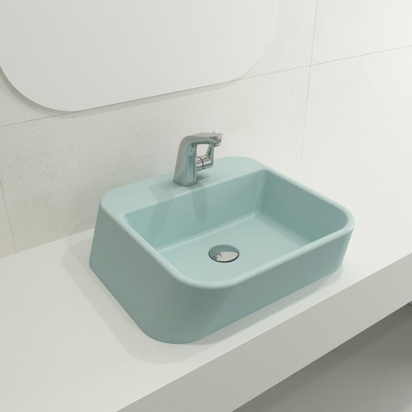 BOCCHI Firenze 19" Matte Ice Blue 1-Hole  Vessel Fireclay Bathroom Sink