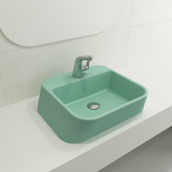 BOCCHI Firenze 19" Matte Mint Green 1-Hole  Vessel Fireclay Bathroom Sink