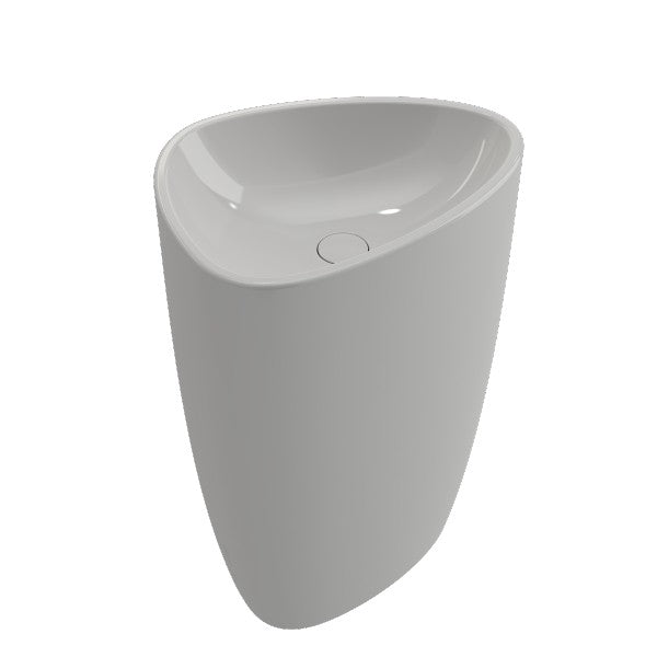 BOCCHI Etna 33" White Monoblock Pedestal Bathroom Sink Fireclay w/ Matching Drain Cover