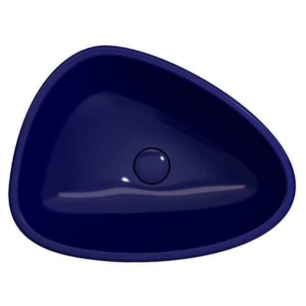 BOCCHI Etna 33" Blue Monoblock Pedestal Bathroom Sink Fireclay w/ Matching Drain Cover