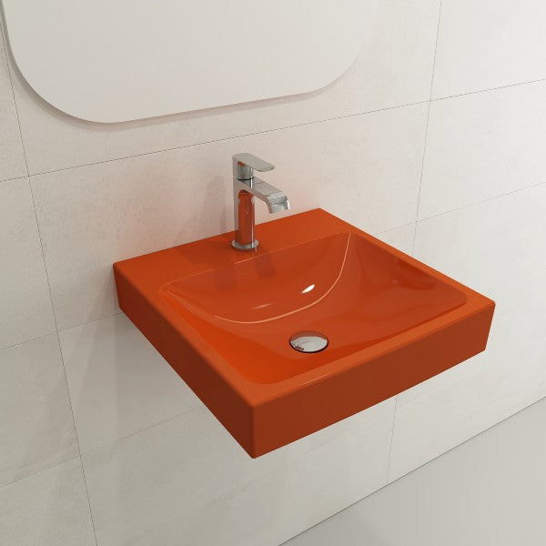 BOCCHI Scala Arch 19" Orange 1-Hole Wall Mounted Fireclay Bathroom Sink