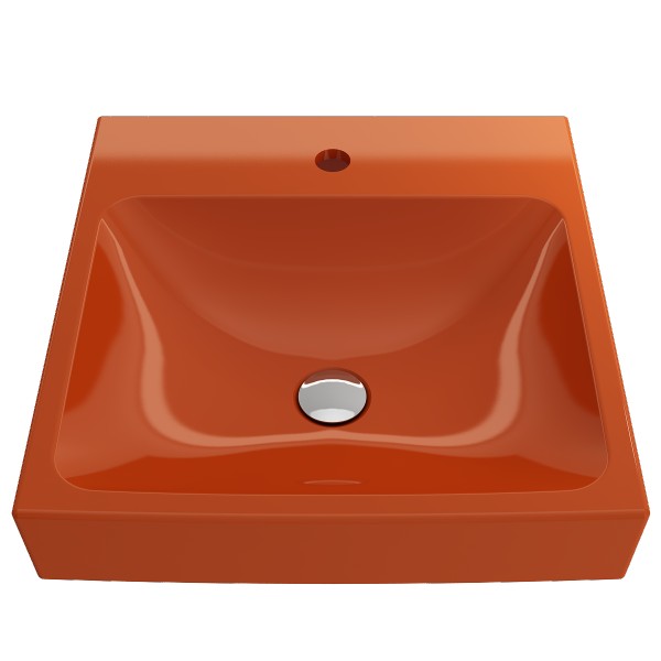 BOCCHI Scala Arch 19" Orange 1-Hole Wall Mounted Fireclay Bathroom Sink