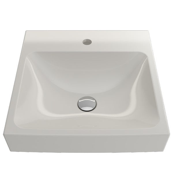 BOCCHI Scala Arch 19" Biscuit 1-Hole Wall Mounted Fireclay Bathroom Sink