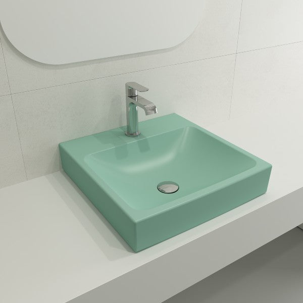 BOCCHI Scala Arch 19" Matte Mint Green 1-Hole Wall Mounted Fireclay Bathroom Sink