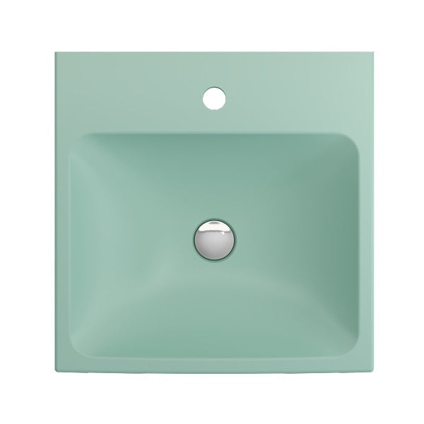 BOCCHI Scala Arch 19" Matte Mint Green 1-Hole Wall Mounted Fireclay Bathroom Sink
