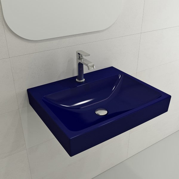 BOCCHI Scala Arch 23" Sapphire Blue 1-Hole  Wall Mounted Fireclay Bathroom Sink