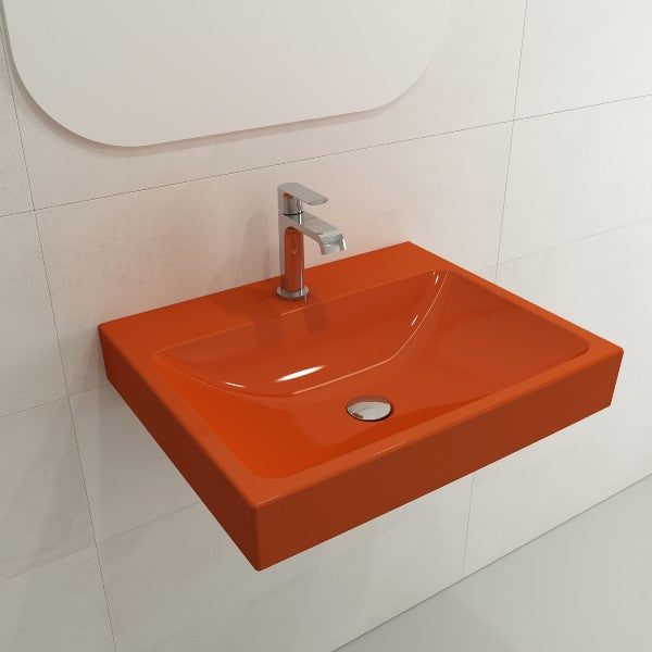 BOCCHI Scala Arch 23" Orange 1-Hole  Wall Mounted Fireclay Bathroom Sink