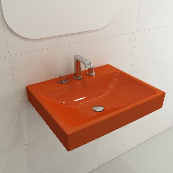 BOCCHI Scala Arch 23" Orange 3 Hole Wall Mounted Fireclay Bathroom Sink