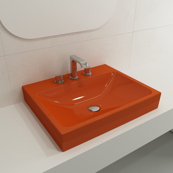 BOCCHI Scala Arch 23" Orange 3 Hole Wall Mounted Fireclay Bathroom Sink