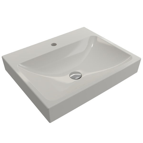 BOCCHI Scala Arch 23" Biscuit 1-Hole  Wall Mounted Fireclay Bathroom Sink