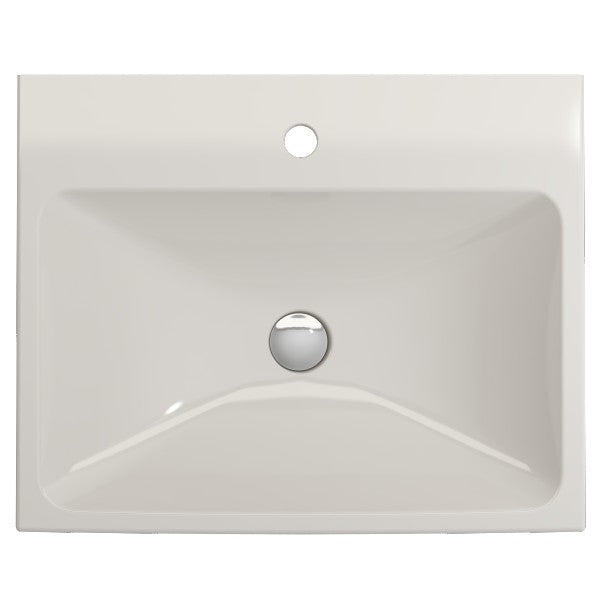 BOCCHI Scala Arch 23" Biscuit 1-Hole  Wall Mounted Fireclay Bathroom Sink