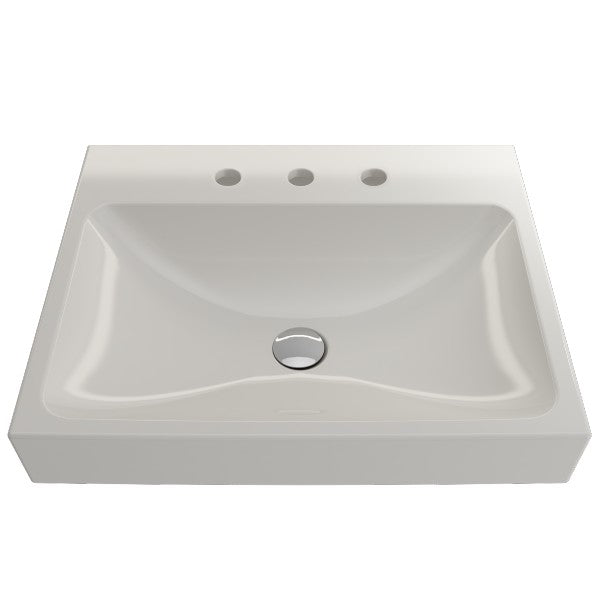 BOCCHI Scala Arch 23" Biscuit 3 Hole Wall Mounted Fireclay Bathroom Sink