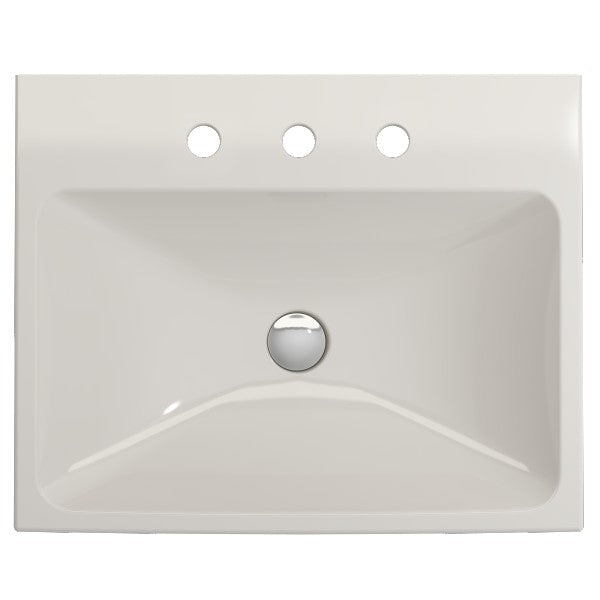 BOCCHI Scala Arch 23" Biscuit 3 Hole Wall Mounted Fireclay Bathroom Sink