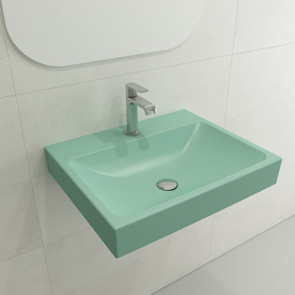 BOCCHI Scala Arch 23" Matte Mint Green 1-Hole  Wall Mounted Fireclay Bathroom Sink