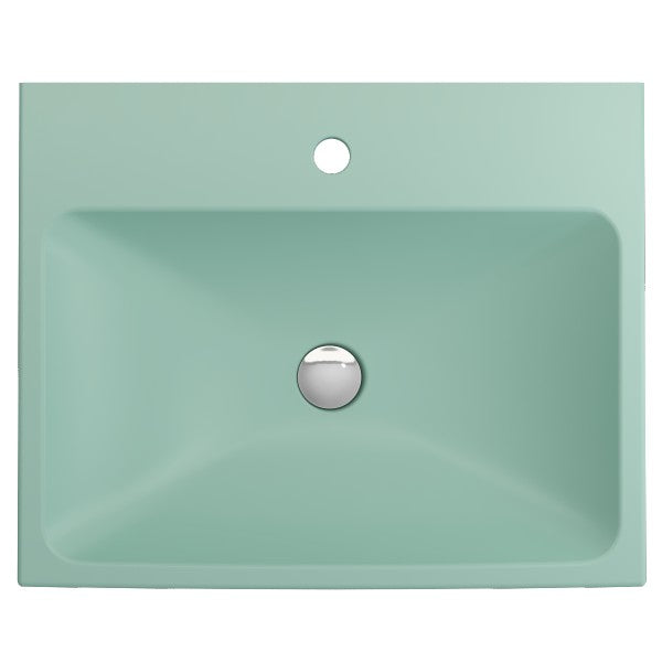 BOCCHI Scala Arch 23" Matte Mint Green 1-Hole  Wall Mounted Fireclay Bathroom Sink