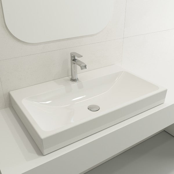 BOCCHI Scala Arch 32" White 1 Hole Wall-Mounted Fireclay Bathroom Sink