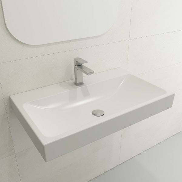 BOCCHI Scala Arch 32" Matte White 1 Hole Wall-Mounted Fireclay Bathroom Sink