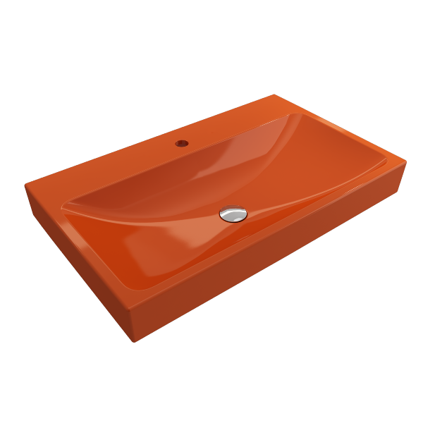 BOCCHI Scala Arch 32" Orange 1 Hole Wall-Mounted Fireclay Bathroom Sink