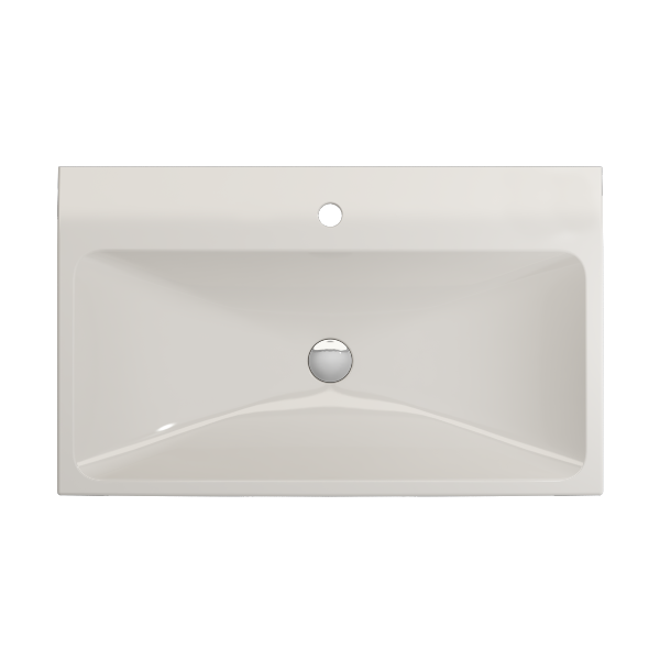 BOCCHI Scala Arch 32" Biscuit 1 Hole Wall-Mounted Fireclay Bathroom Sink