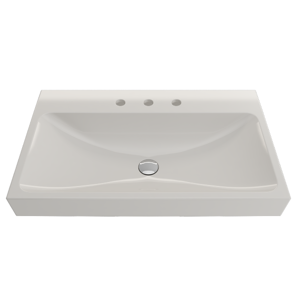 BOCCHI Scala Arch 32" Biscuit 3 Hole Wall-Mounted Fireclay Bathroom Sink