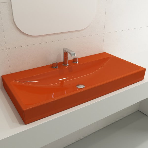 BOCCHI Scala Arch 39" Orange 3-Hole Wall-Mounted Fireclay Bathroom Sink