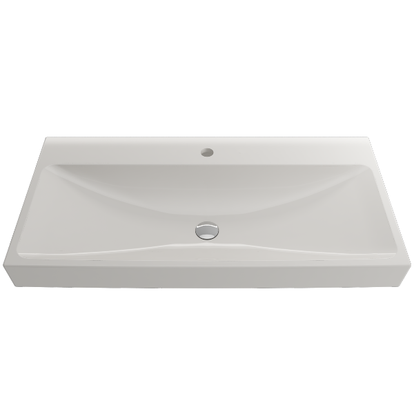 BOCCHI Scala Arch 39" Biscuit 1-Hole Wall-Mounted Fireclay Bathroom Sink