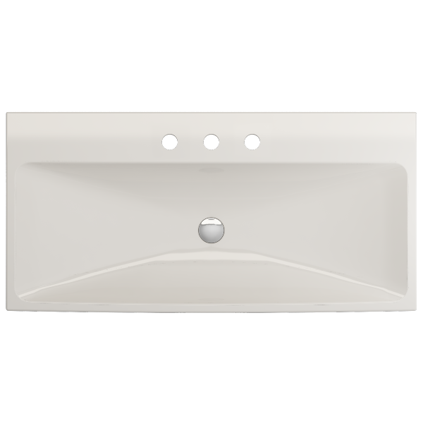 BOCCHI Scala Arch 39" Biscuit 3-Hole Wall-Mounted Fireclay Bathroom Sink