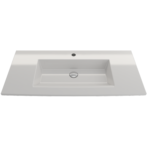 BOCCHI Ravenna 40" White Fireclay 1-Hole Wall-Mounted Bathroom Sink with Overflow