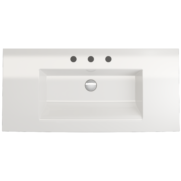 BOCCHI Ravenna 40" White Fireclay 3-Hole Wall-Mounted Bathroom Sink with Overflow