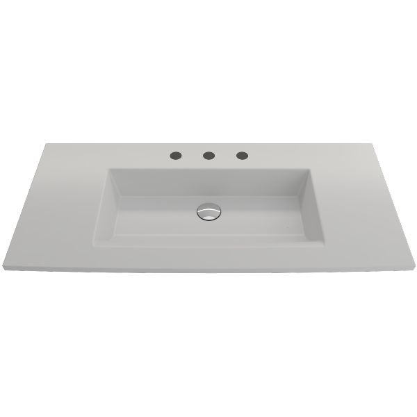 BOCCHI Ravenna 40" Matte White Fireclay 3-Hole Wall-Mounted Bathroom Sink with Overflow