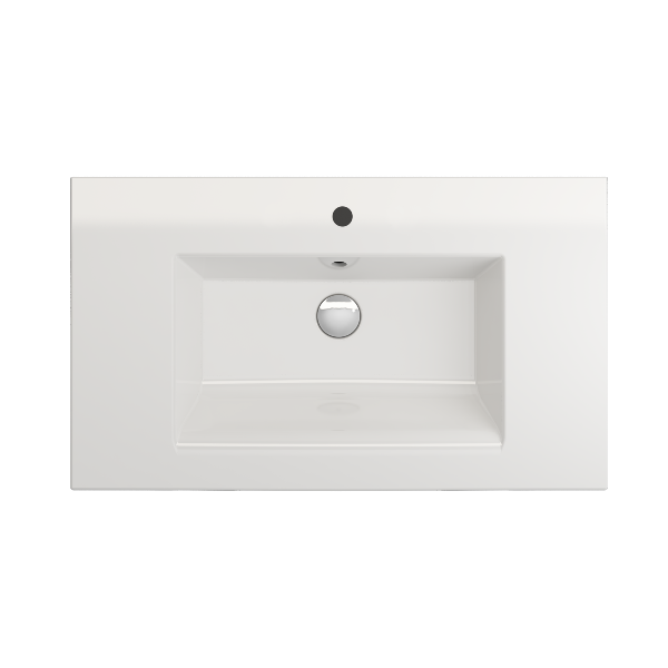 BOCCHI Ravenna 32" White 1-Hole Fireclay Wall-Mounted Bathroom Sink with Overflow