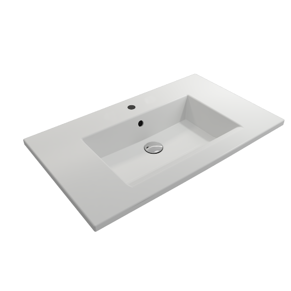 BOCCHI Ravenna 32" Matte White 1-Hole Fireclay Wall-Mounted Bathroom Sink with Overflow