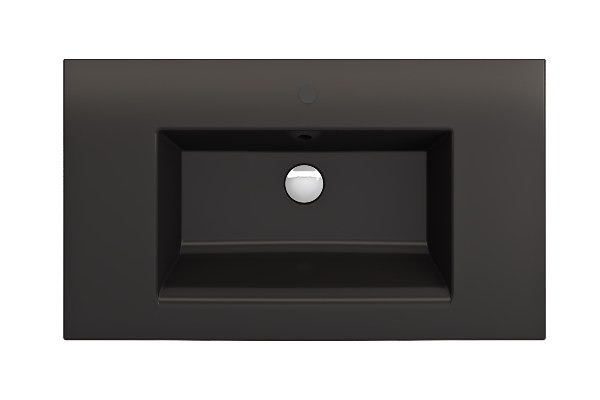 BOCCHI Ravenna 32" Matte Black 1-Hole Fireclay Wall-Mounted Bathroom Sink with Overflow