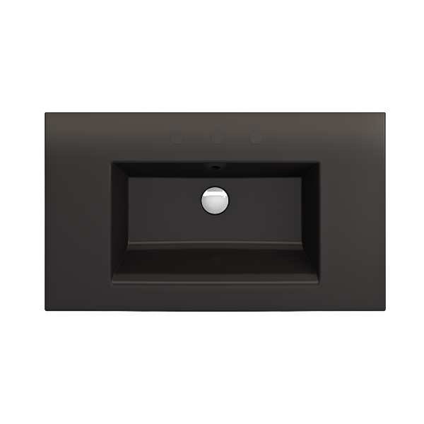 BOCCHI Ravenna 32" Matte Black 3-Hole Fireclay Wall-Mounted Bathroom Sink with Overflow
