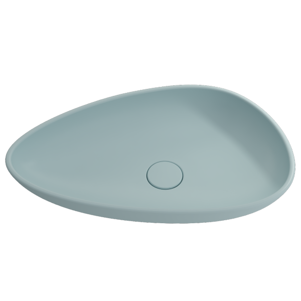 BOCCHI Etna 23" Matte Ice Blue Single Bowl Vessel Fireclay with Matching Drain Cover