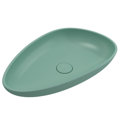 BOCCHI Etna 23" Matte Mint Green Single Bowl Vessel Fireclay with Matching Drain Cover