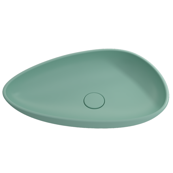 BOCCHI Etna 23" Matte Mint Green Single Bowl Vessel Fireclay with Matching Drain Cover
