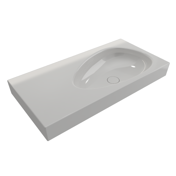 BOCCHI Etna 35" White Fireclay Wall-Mounted Bathroom Sink w/ Matching Drain Cover