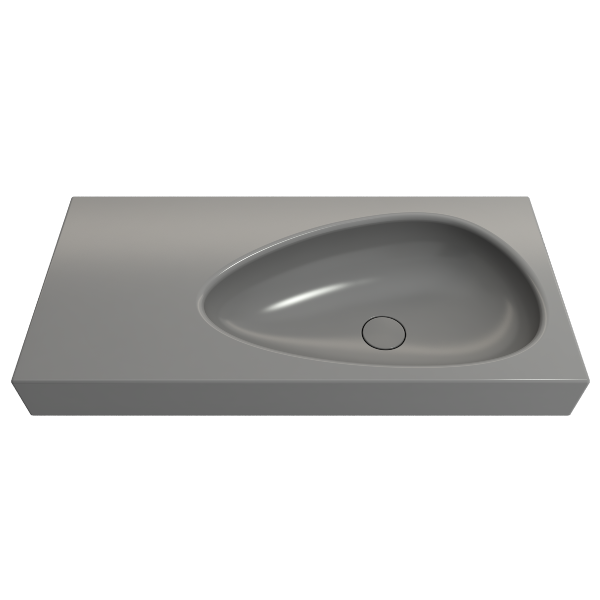 BOCCHI Etna 35" Matte Gray Fireclay Wall-Mounted Bathroom Sink w/ Matching Drain Cover