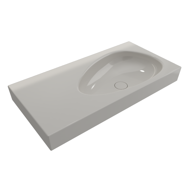 BOCCHI Etna 35" Biscuit Fireclay Wall-Mounted Bathroom Sink w/ Matching Drain Cover