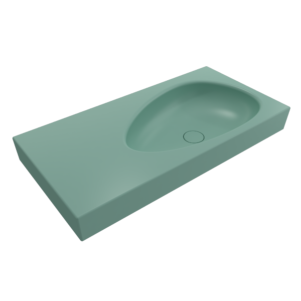BOCCHI Etna 35" Matte Mint Green Fireclay Wall-Mounted Bathroom Sink w/ Matching Drain Cover