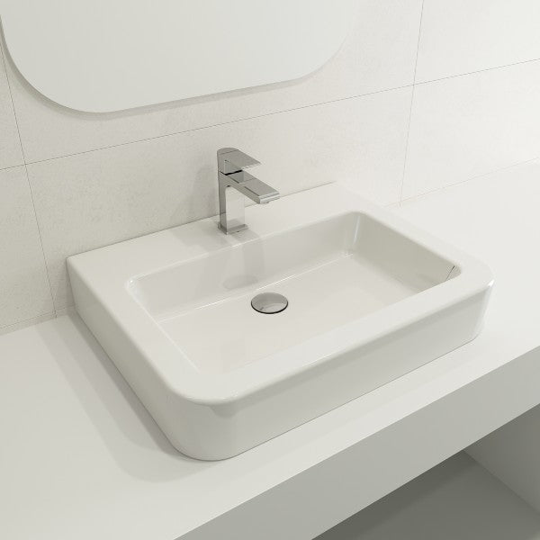BOCCHI Parma 25" White 1-Hole Fireclay Wall-Mounted Bathroom Sink with Overflow