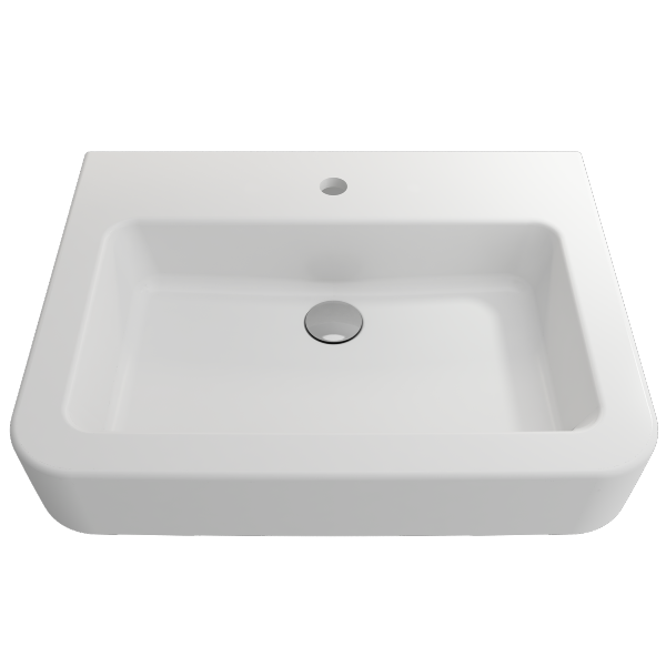 BOCCHI Parma 25" Matte White 1-Hole Fireclay Wall-Mounted Bathroom Sink with Overflow