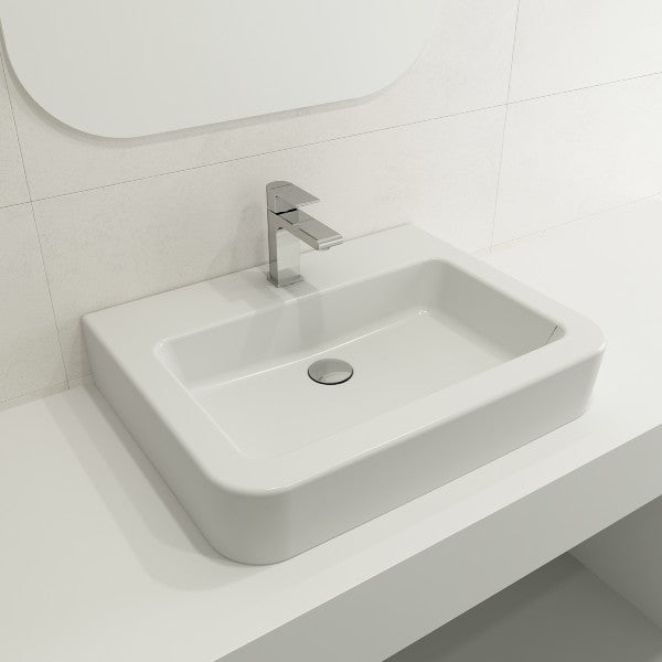 BOCCHI Parma 25" Matte White 1-Hole Fireclay Wall-Mounted Bathroom Sink with Overflow