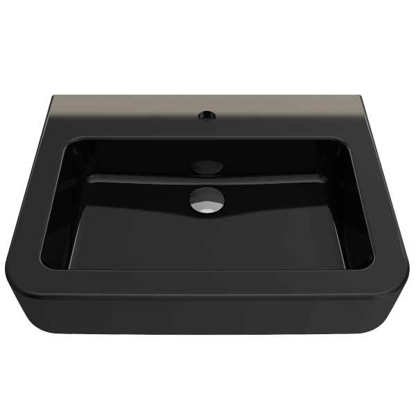 BOCCHI Parma 25" Black 1-Hole Fireclay Wall-Mounted Bathroom Sink with Overflow
