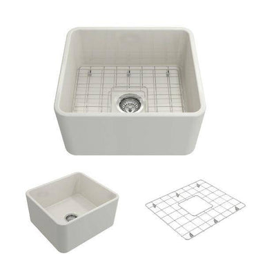 Bocchi Classico 20" Biscuit Fireclay Single Bowl Farmhouse Sink w/ Grid - Annie & Oak
