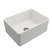 BOCCHI Classico 24" White Fireclay Farmhouse Sink With Grid & Pagano 2.0 Faucet Side View w/o Grid
