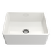 BOCCHI Classico 24" White Fireclay Farmhouse Sink With Grid & Pagano 2.0 Faucet Front View w/o Grid